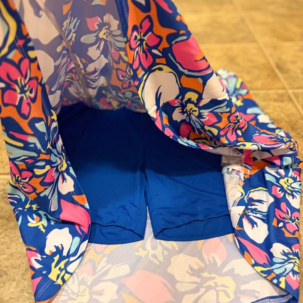 Monterey Club Floral Golf Skort Blue Pink Tropical Print‎ Side Zip XL 2911-010 - Picture 6 of 12